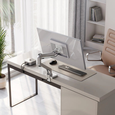 ALOGIC Monitor Mount - Desk - 1 Monitor - Tilt/Swivel/Rotate - 17 to 49in - Chrome + White