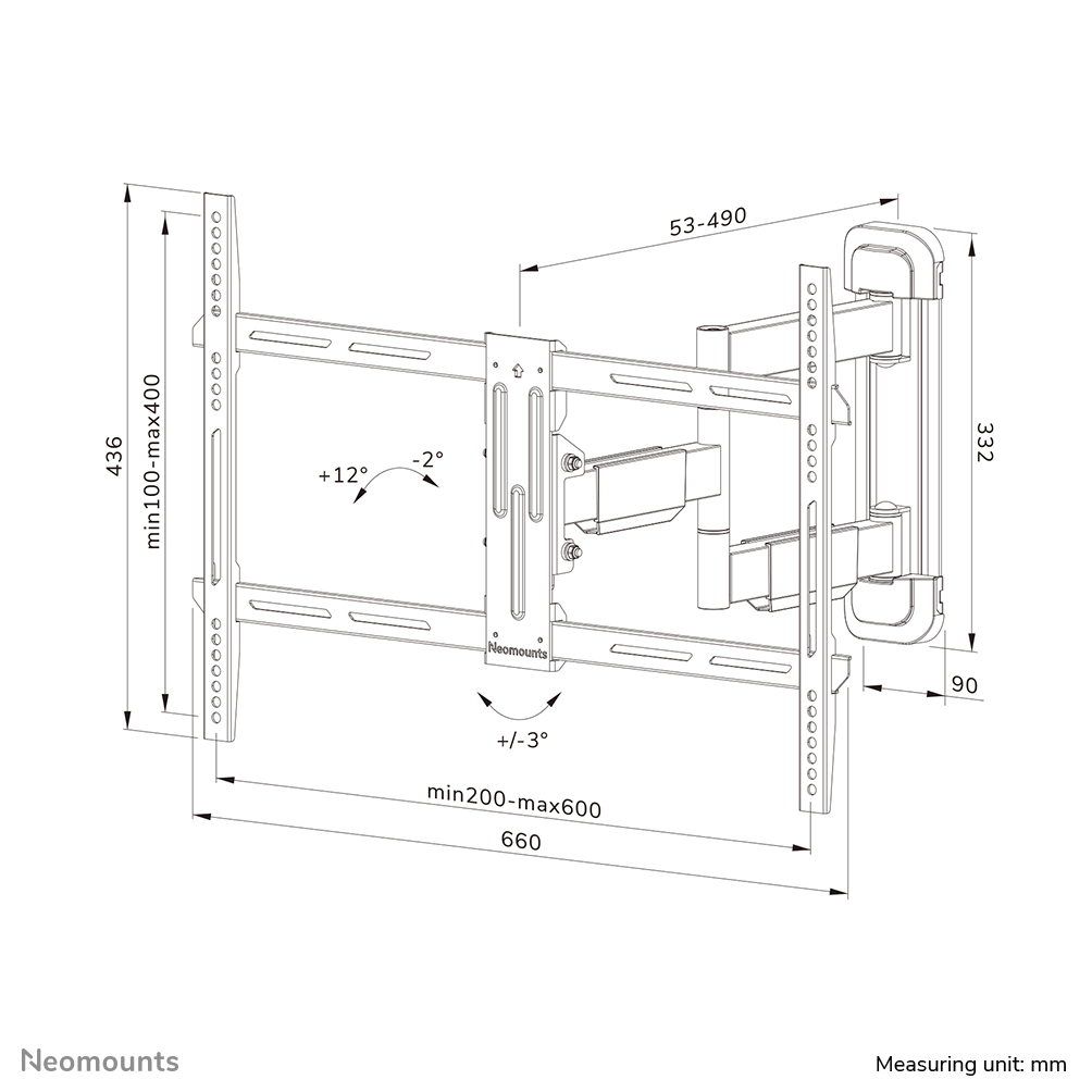 NEOMOUNTS Tv Mount - Wall - Full Motion - 40in To 65in - Black