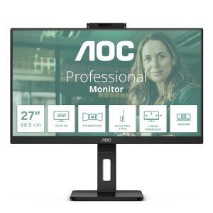 AOC Desktop Monitor - Q27P3QW - 27in -2560x1440 (QHD) - IPS 75hz Speaker Win Hello Webcam