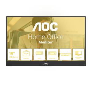 AOC Portable USB-C Monitor - 16T20E2 - 15.6in - 1920x1080 (Full HD) - IPS 4ms