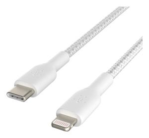 BELKIN Lightning To USB-c Cable Braid 1m White