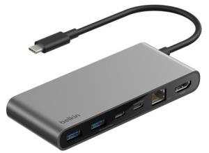 BELKIN Connect 8-in-1 USB-c Hub With Dual USB-c Gray
