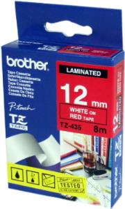 BROTHER Tape 12mm Lami White On Red (tze-435)