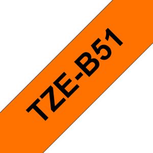 BROTHER Tape 24mm Lami Black On Orange Fluorescent (tze-b51)