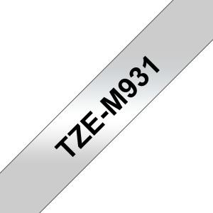 BROTHER Tape 12mm Mat Metalic Black On Silver (tze-m931)