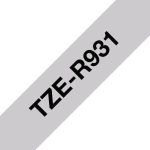 BROTHER Tape Tzer931 12mm Black On Silver Satin Ribbon