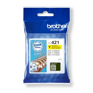 BROTHER Ink Cartridge - Lc-421y - 200 Pages - Yellow