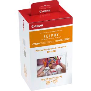 CANON Print Ribbon Cassette And Paper Kit Rp-108 For Selphy Cp1000/ Cp910/ Cp910 Printing Kit