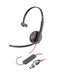 HP Headset Blackwire 3210 - Monaural - USB-c - USB-C/A Adapter - Single Unit