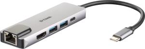 D-LINK Hub Dub-m520 5-in-1 USB-c With Hdmi / Ethernet And Power Delivery