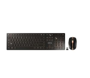 CHERRY DW 9100 SLIM Desktop Rechargeable - Keyboard and Mouse - Wireless/ Bluetooth - Black Bronze - Qwerty US/Int''''l