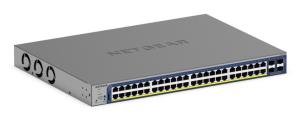 NETGEAR Managed Smart Switch PoE+ GS752TXPv3 48-Port GbE with Optional Remote/ Cloud Management & 4 SFP+ Port (380W PoE Budget)