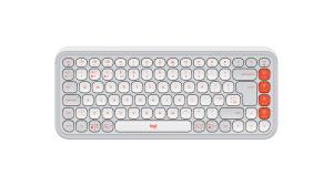 LOGITECH Wireless Keyboard - Pop Icon Keys Raw White And Orange Qwerty Uk