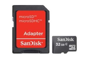 WESTERN DIGITAL SanDisk Micro Sdhc Memory Card Class 4 32GB + Sd Adapter