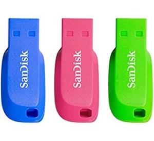 WESTERN DIGITAL SanDisk Cruzer Blade - 16GB USB Stick - USB 2.0 - blue, green, pink (pack of 3)
