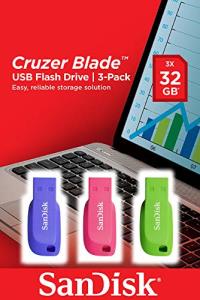 WESTERN DIGITAL SanDisk Cruzer Blade - 32GB USB Stick - USB 2.0 - blue, green, pink - 3Pk