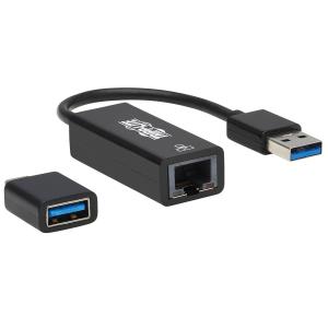 EATON CORPORATION TRIPP LITE USB-C, USB-A to RJ45 Gigabit Ethernet Network Adapter (2xM/F), USB 3.2 Gen 1, Black