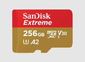 WESTERN DIGITAL Extreme Micro SDXC 256GB+SD Adapater 190MB/s 130MB/s A2 C10 V30 UHS-I U3