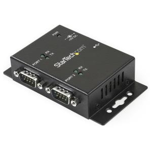 STARTECH.COM 2 Port Industrial Wall Mountable USB To Serial Adapter Hub With Din Rail ClIPS