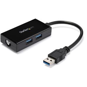 STARTECH.COM Network Adapter USB 3.0 To Gigabit With Built-in 2-port USB Hub