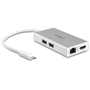 STARTECH.COM Docking Station - USB-c Multiport Adapter For Laptops - Power Delivery - 4k Hdmi - Gbe - USB 3.0 - Silver & White