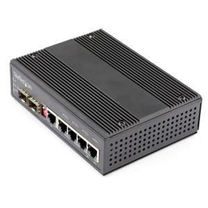STARTECH.COM Industrial 6 Port Gigabit Ethernet Switch - 4 Poe Rj45 +2 Sfp Slots 30w Poe+ 12-48vdc 10/100/1000 Rugged Power Over Ethernet Lan Switch