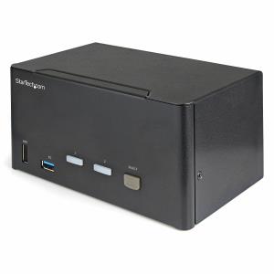 STARTECH.COM 2 Port Triple Monitor DisplayPort KVM Switch, 4k 60hz Uhd Hdr, Desktop 4k Dp 1.2 KVM Wi
