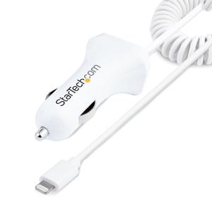 STARTECH.COM Lightning Car Charger - With 1m Coiled Cable Car iPhone Charger