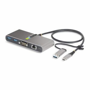 STARTECH.COM USB-c Hub With Ethernet And Rs-232, Attached USB-c To USB-a Dongle, 100w 2-port