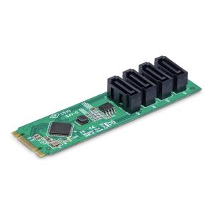 STARTECH.COM Expansion Card - 4-port M.2 To SATA Adapter Card, M.2 Pci-e 3.0 To SATA HDD/SSD