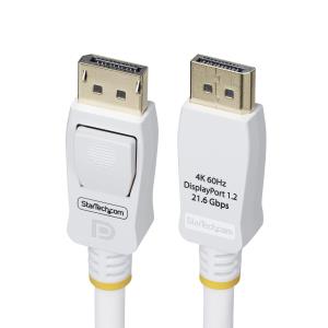 STARTECH.COM Vesa Certified DisplayPort 1.2 Cable, 4k 60hz, 21.6gbps, Latching Dp Connectors, Dp 1.2 DisplayPort Cable, Dp Monitor Cord, M/m 1.8m White