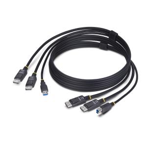 STARTECH.COM Dual-DisplayPort And USB 5gbps KVM Cable, 4k 60hz, Universally Compatible Dp 1.2/USB 3.0 1.8m