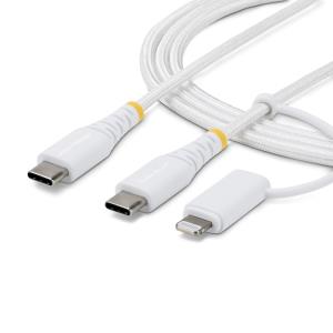 STARTECH.COM 2-in-1 Rugged USB-c Charging Cable With Lightning Adapter, 30w/60w (3a), Apple 2m
