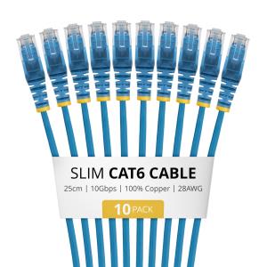 STARTECH.COM Patch Cable - CAT6 - Utp - 25cm - Blue Slim 10 Pack