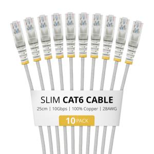 STARTECH.COM Patch Cable - CAT6 - Utp - 25cm - Grey Slim 10pack