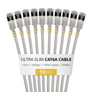STARTECH.COM Patch Cable - CAT6a - Ftp - Ultra Slim - 0.15m - Grey 10 Pack