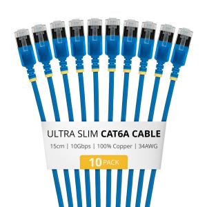 STARTECH.COM Patch Cable - CAT6a - Ftp - Ultra Slim - 15cm - Blue 10 Pack