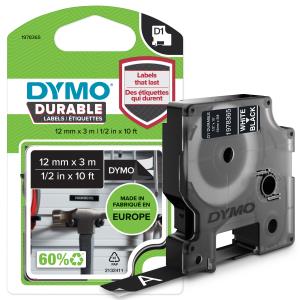 DYMO D1 Durable 12mm X 3m White On Black