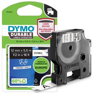 DYMO D1 Durable 12mm X 5.5m Black On White