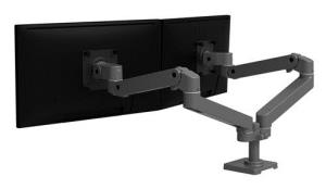 ERGOTRON Monitor Mount - LX Pro Dual Side-by-Side Arm - Desk - 2 monitor - Tilt/Pan/Rotate - up to 27in - Dark Grey