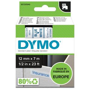 DYMO D1 Standard Tape Blue On White 12mmx7m