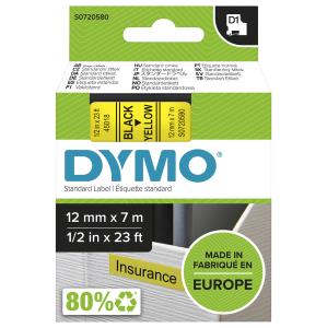 DYMO D1 Standard Tape Black On Yellow 12mmx7m