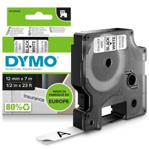 DYMO D1 Standard Tape Black On White 12mmx7m