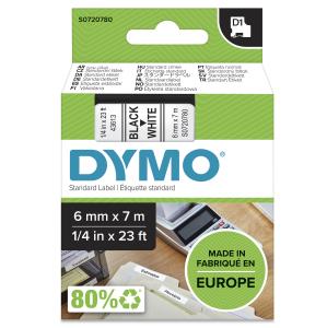 DYMO Tape Black On White 6mmx7m Type D1