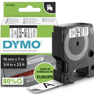 DYMO D1 Standard Tape Black On White 19mmx7m