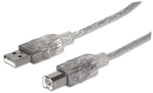 INTELLINET/MANHATTAN USB Cable USB 2.0 A To B 3m Translucent Silver