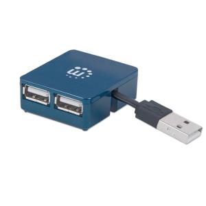 INTELLINET/MANHATTAN USB Hub 4 Port Pocket Size Bus Powered 4 X 4 X 1cm Silver USB2.0