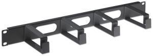 INTELLINET/MANHATTAN Cable Management Panel 19in 1u, 4 Long Plastic Rings, Black
