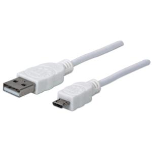 INTELLINET/MANHATTAN USB 2.0 Cable Type-A Male to Micro-B Male, 480 Mbps, 1m White