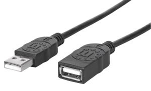 INTELLINET/MANHATTAN USB 2.0 Cable Type-A Male to Type-A Female 480Mbps 1m Black